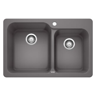 Blanco 401394 Vision SILGRANIT 31.5" 60/40 Double Bowl Dual Mount Kitchen Sink - Cinder