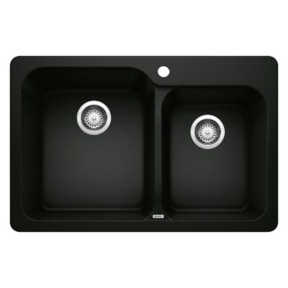 Blanco 402632 Vision SILGRANIT 31.5" 60/40 Double Bowl Dual Mount Kitchen Sink - Coal Black