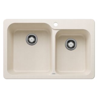 Blanco 402896 Vision SILGRANIT 31.5" 60/40 Double Bowl Dual Mount Kitchen Sink - Soft White