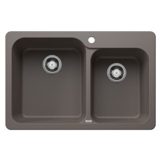 Blanco 402939 Vision SILGRANIT 31.5" 60/40 Double Bowl Dual Mount Kitchen Sink - Volcano Gray