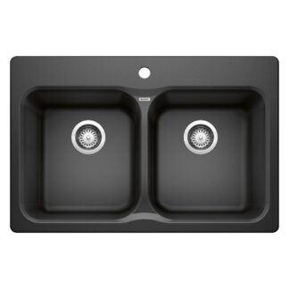 Blanco 400012 Vision SILGRANIT 31.5" 50/50 Double Bowl Dual Mount Kitchen Sink - Anthracite