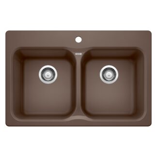 Blanco 400307 Vision SILGRANIT 31.5" 50/50 Double Bowl Dual Mount Kitchen Sink - Café