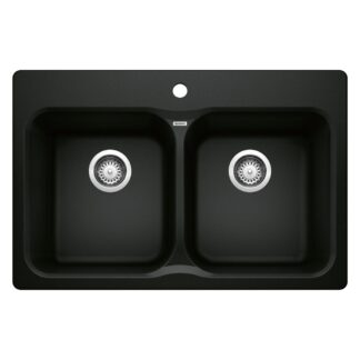 Blanco 402635 Vision SILGRANIT 31.5" 50/50 Double Bowl Dual Mount Kitchen Sink - Coal Black