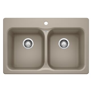 Blanco 401145 Vision SILGRANIT 31.5" 50/50 Double Bowl Dual Mount Kitchen Sink - Truffle