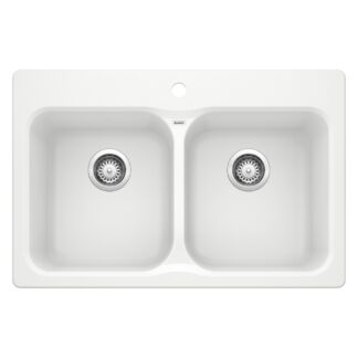 Blanco 400010 Vision SILGRANIT 31.5" 50/50 Double Bowl Dual Mount Kitchen Sink - White