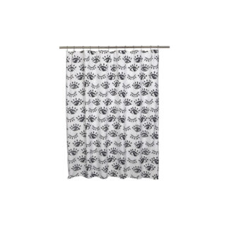 Moda at Home 205823 Winking Eye Micro Fiber Shower Curtain - White & Black