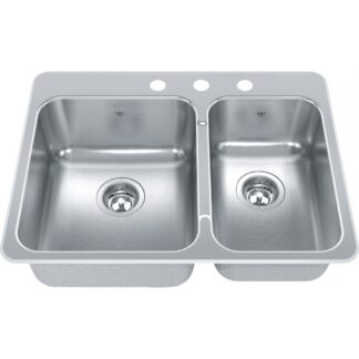 Kindred QCLA2027R-8 Steel Queen Topmount/Drop In Sink - Stainless Steel
