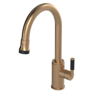 Rubinet 8JNVLSGMB H20 Pull-Down Kitchen Faucet - Satin Gold/Matte Black
