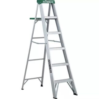 FeatherLite 2406 6' Medium-Duty Ladder - Green & Aluminum
