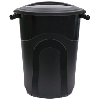 United Solutions TI0019 32 Gallon Snap-On Lid Plastic Trash Can - Black