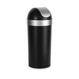 Umbra 086758-047 62L Swing Top Venti Trash Can - Black & Brushed Nickel
