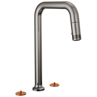 Brizo 62507LF-BNXLHP-L Kintsu Widespread Pull-Down Faucet with Square Spout - Black Onyx