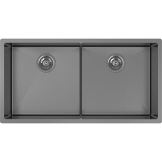 Zomodo CAC406D3-BK PearlArc 34" 50/50 Double Sink & Accessories - Black Pearl