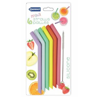 Danesco 134277CDU Mini Reusable Silicone Straw, 6 Pack