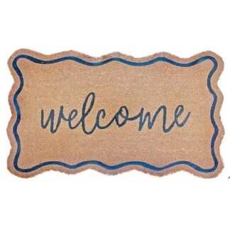 Ih Casa Decor J-080-AI 18" x 30" "Welcome" Scallop Shaped Coir Door Mat