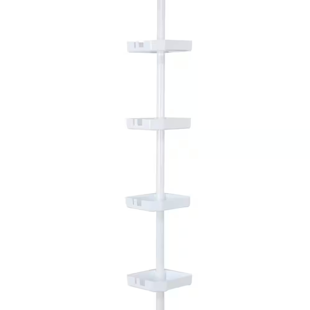 Moda at Home 305912-WHT 4 Tier Tension Corner Shower Caddy - White