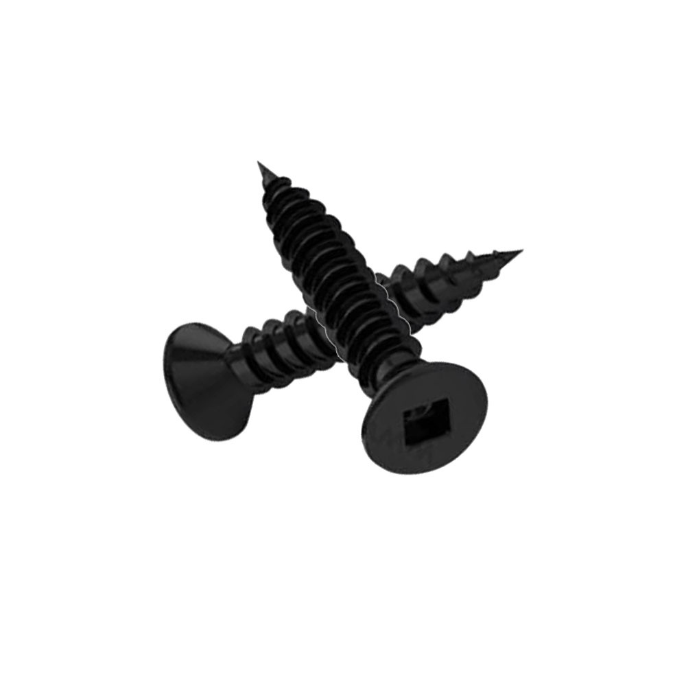 Reliable 5524FBR #8 x 1" Flat Head Robertson Wood Screw, 16 Pack - Black