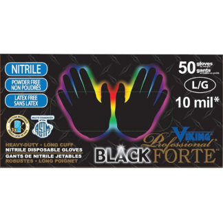 Alliance 34606 Viking Professional Forte Disposable Nitrile Gloves, 100 Pack - Black