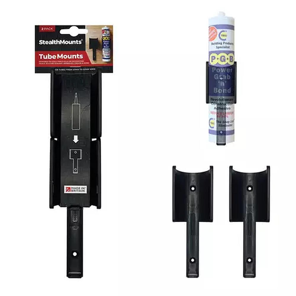 StealthMounts OM-TBE-V2-BLK-2 Caulking Tube Mount, 2 Pack - Black