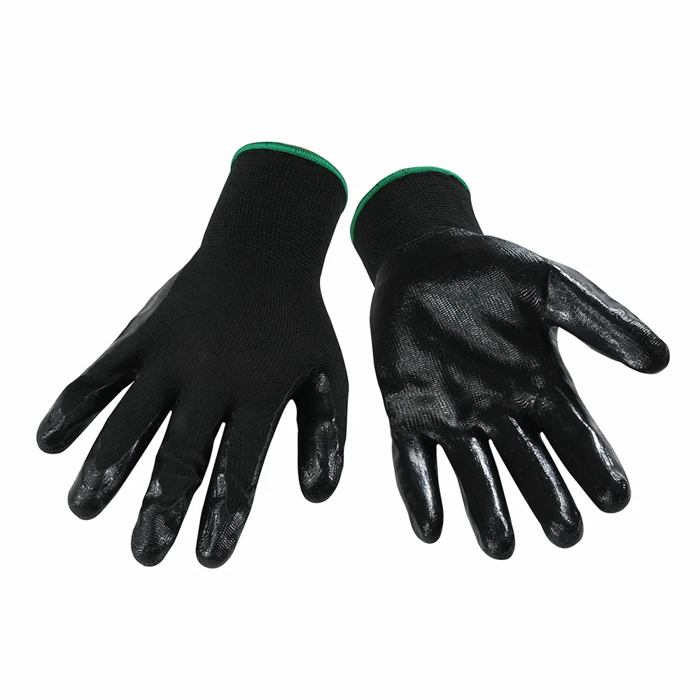 Wipeco NPB Polyester Lined Nitrile Gloves - Black & Grey