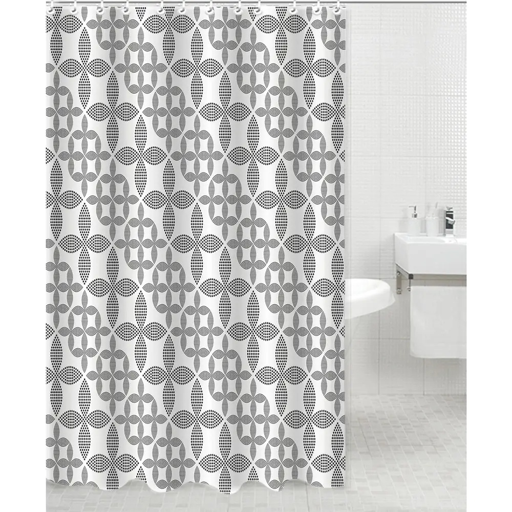 Moda at Home 255921 71"x71" Peva Lucky Shower Curtain - Black/Frost