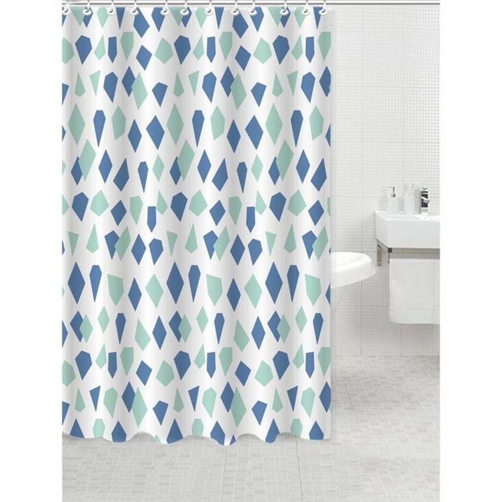 Moda at Home 255924 71"x71" Peva Sideways Shower Curtain - Frost Blue/Green