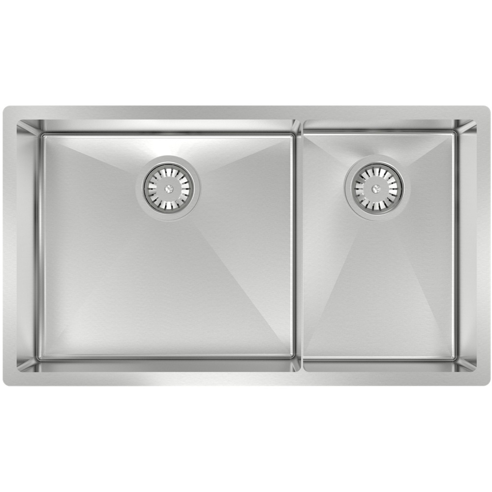Zomodo CAC457D3(K) Cayman 31" 60/40 Double Sink Kit w/ grids+drain cover - Scotchbrite