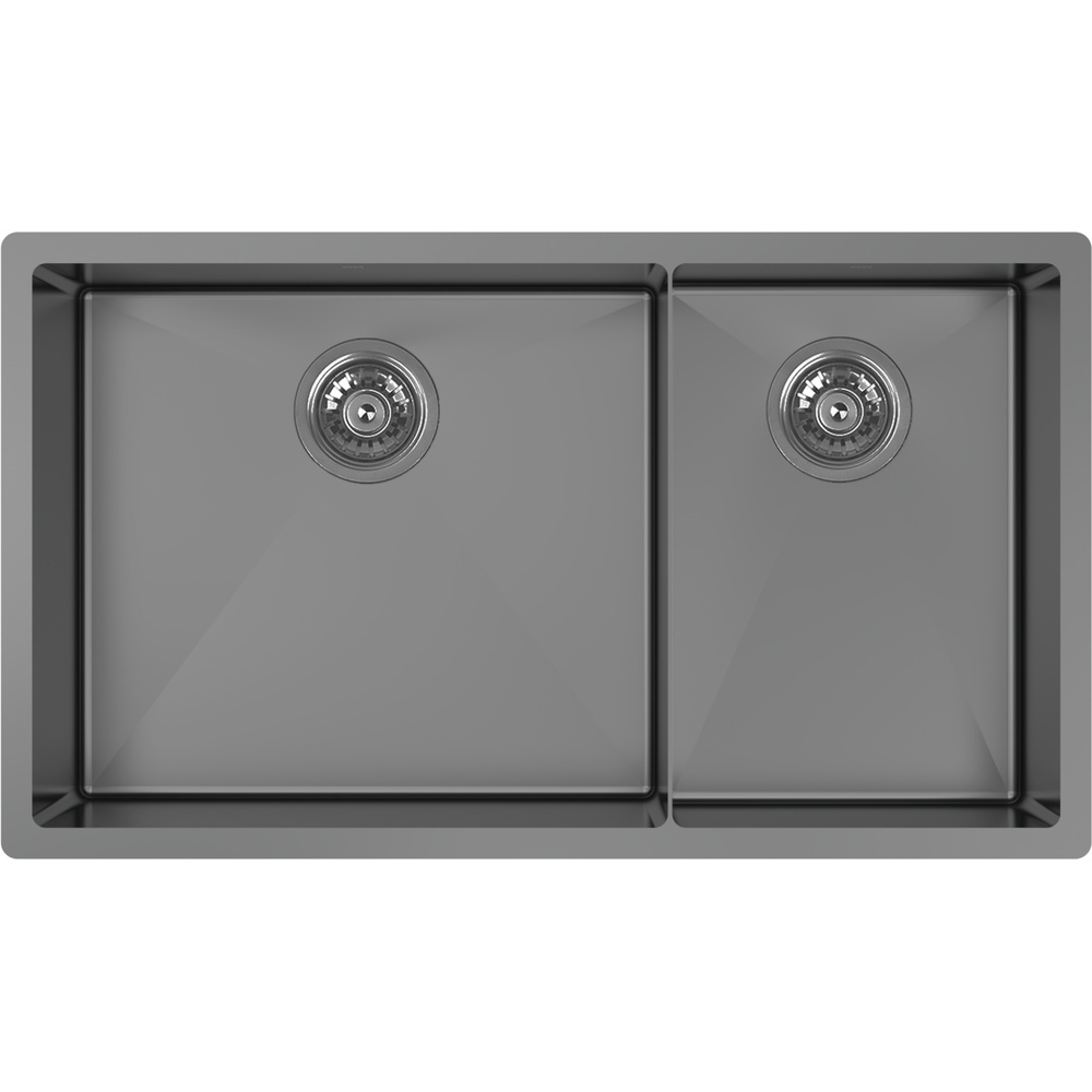 Zomodo CAC457D3-BK PearlArc 31" 60/40 Double Sink Kit w/ grids+drain cover - Black Pearl