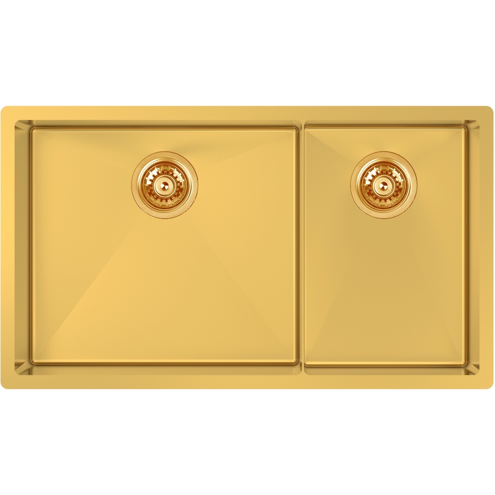 Zomodo CAC457D3-EG PearlArc 31" 60/40 Double Sink Kit w/ grids+drain cover - Eureka Gold