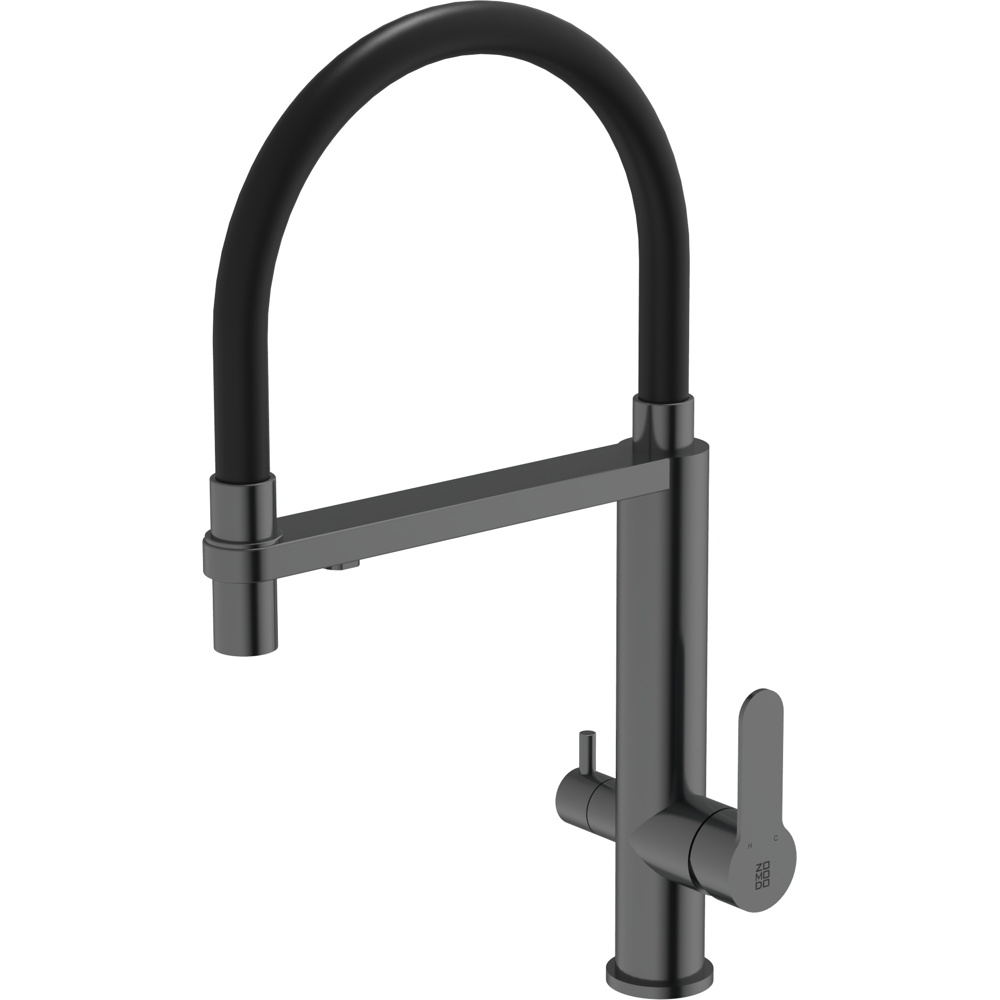 Zomodo KTC032-BK Crystal Kitchen Faucet, Dual Spout - Tap and Filtered Water - Black Pearl
