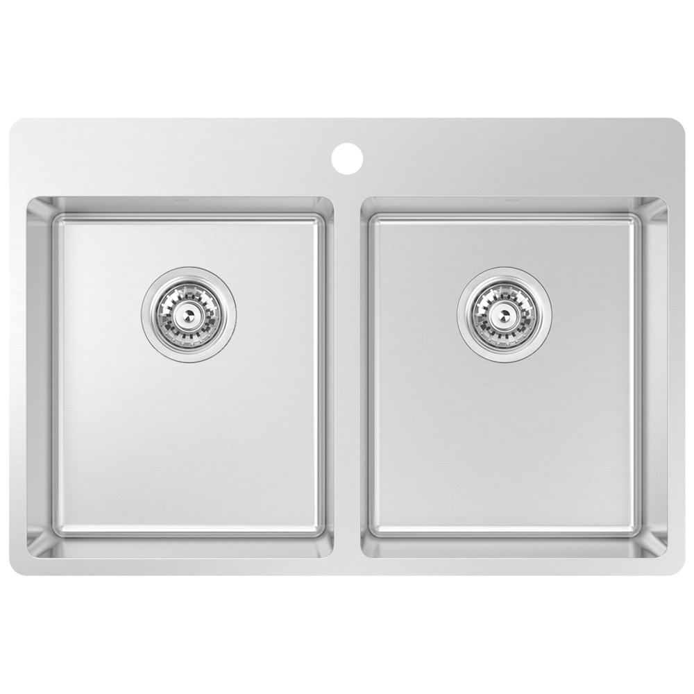 Zomodo LUC200T-5 Lucia 30" 50/50 Double Tap Ledge Topmount Sink, 5 Pack - Satin