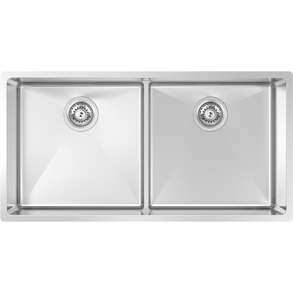 Zomodo MOC406DC 34" 50/50 Double Low Divide Sink - Microbrush