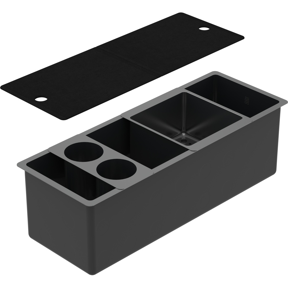 Zomodo PRC620K-BK Panama 26" Party Bar Station & Trough Sink with Accessories - Black Pearl