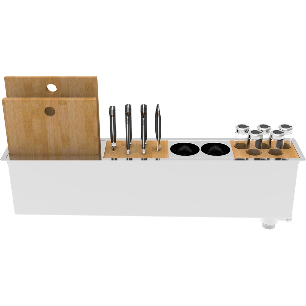 Zomodo PSC900K Panama 35" Chef Prep Station & Trough Sink with Accessories - Microbrush