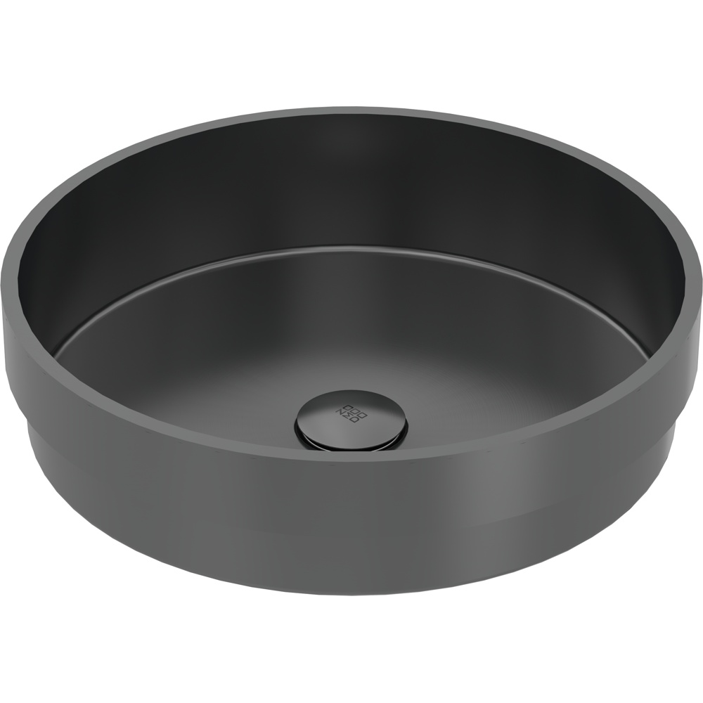 Zomodo VBC400R-I-BK Vanity 16" Round Vessel Sink, SUS304 Stainless Steel w/ Fixed Drain Kit - Black Pearl