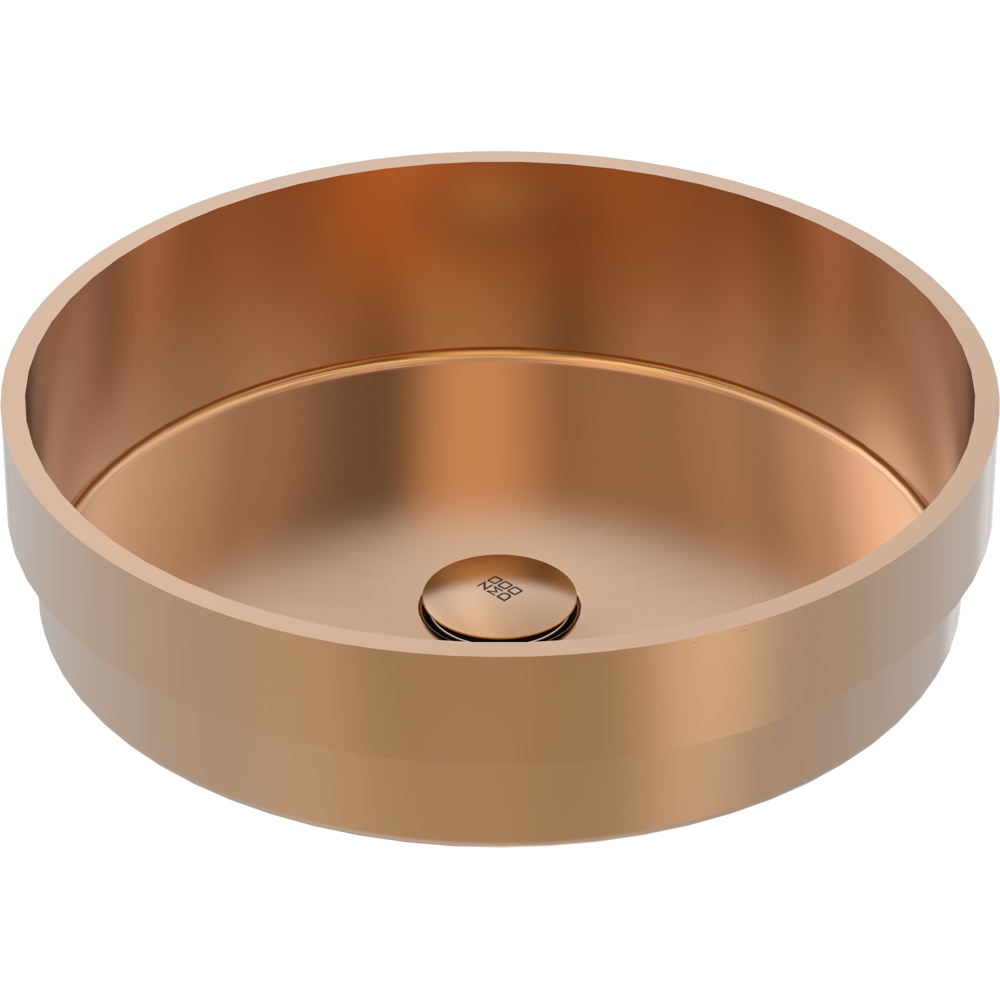 Zomodo VBC400R-I-RB Vanity 16" Round Vessel Sink, SUS304 Stainless Steel w/ Fixed Drain Kit - Rio Bronze