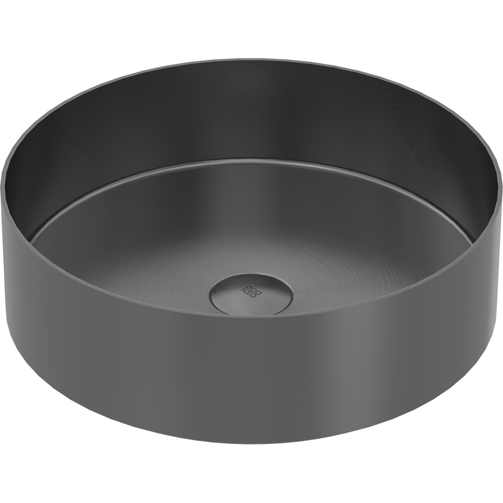 Zomodo VBC406R-BK Vanity 16" Round Vessel Sink, SUS304 Stainless Steel w/ Fixed Drain Kit - Black Pearl