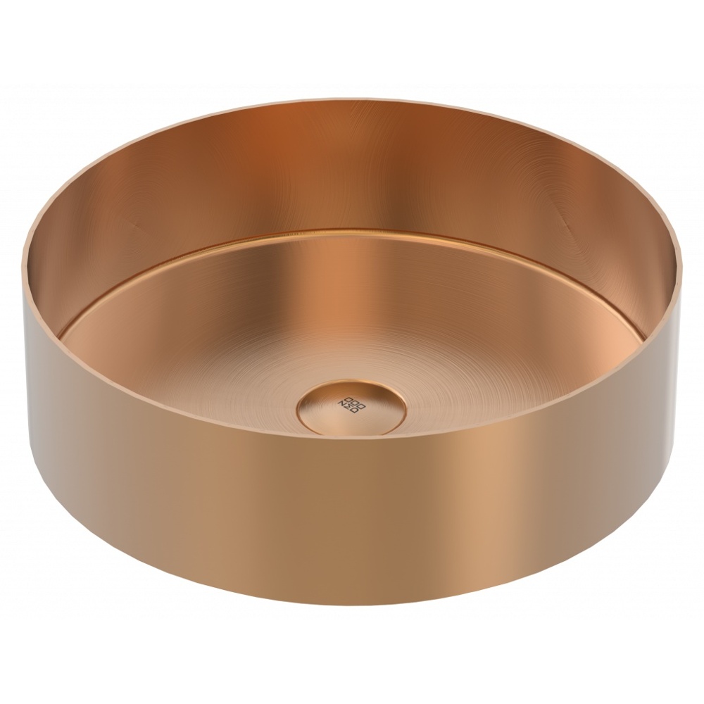Zomodo VBC406R-RB Vanity 16" Round Vessel Sink, SUS304 Stainless Steel w/ Fixed Drain Kit - Rio Bronze