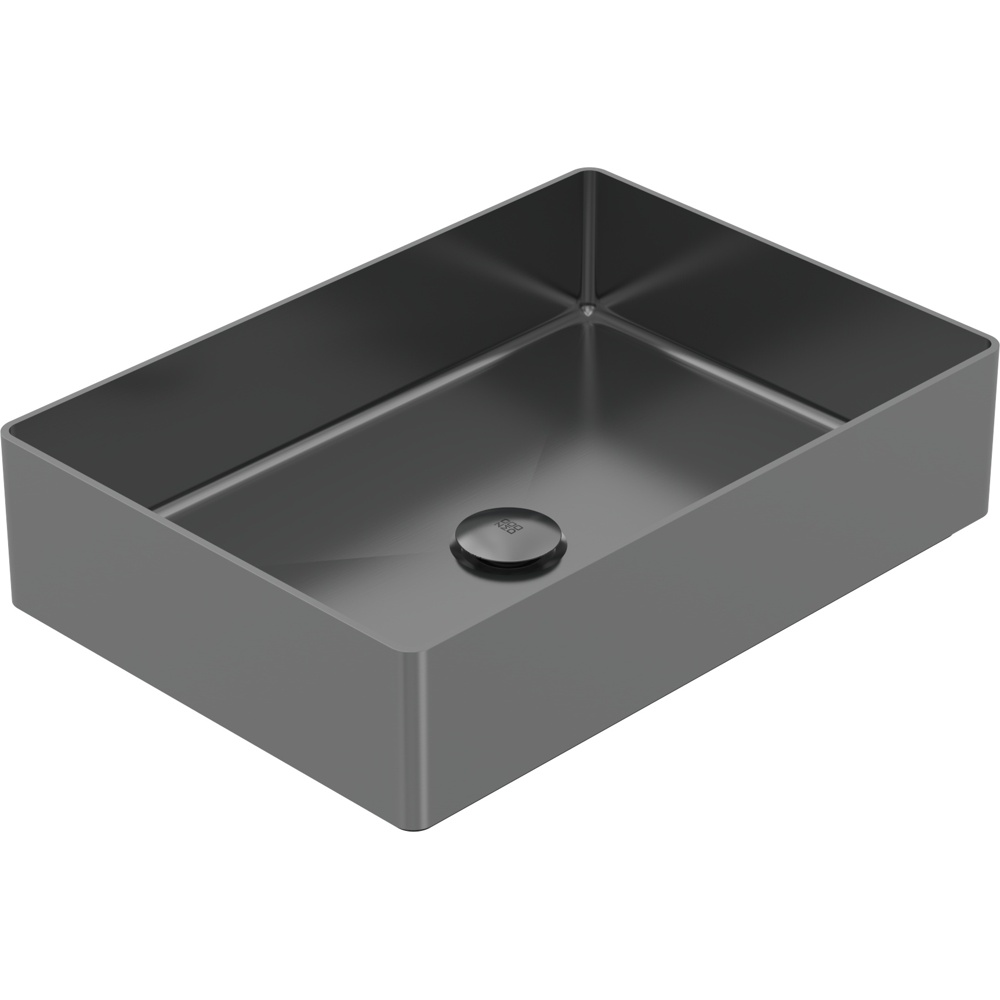 Zomodo VBC5035-BK Vanity 20" Rectangular Vessel Sink, SUS304 Stainless Steel w/ Fixed Drain Kit - Black - Pearl