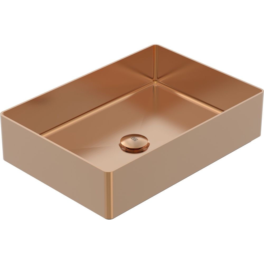 Zomodo VBC5035-RB Vanity 20" Rectangular Vessel Sink, SUS304 Stainless Steel w/ Fixed Drain Kit - Rio Bronze