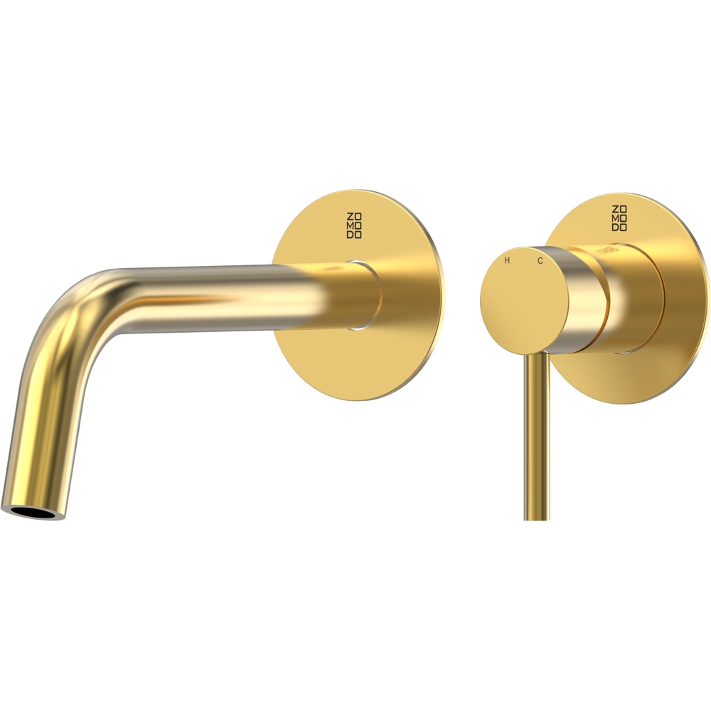 Zomodo VTC013-EG Vanity Wall-Mount Vessel/Bath Faucet (Spout + Mixer), SUS304 Stainless Steel Drain - Kit NOT included - Eureka Gold