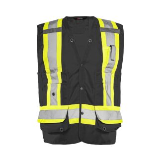 Wasip TV20KL Hi-Viz Deluxe Surveyor Vest, Large - Black