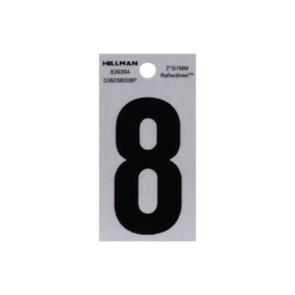 Hillman 839394 2" Reflective Adhesive Number, #8 - Black & Silver
