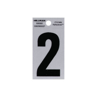 Hillman 839382 2" Reflective Adhesive Number, #2 - Black & Silver