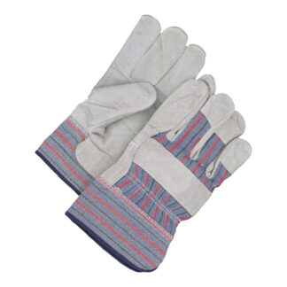 Bob Dale Gloves 30-1-411PP Safety Cuff & Patch Palm Split Cowhide Fitter, 12 Pack - White & Stripes