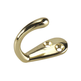 Onward 223BV 1-1/2" 223 Single Metal Wardrobe Hook, 2 Pack - Bright Brass