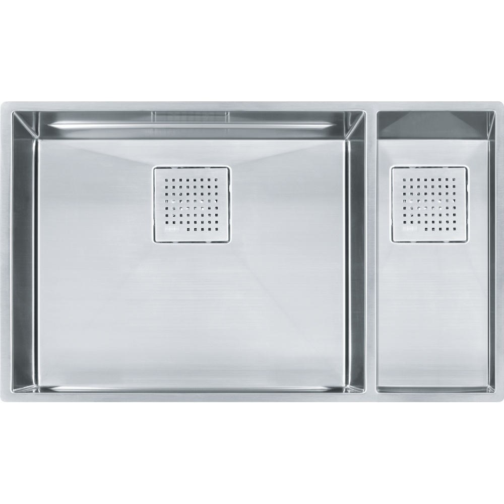 Franke PKX160-RH-S Peak 30.88" x 17.75" Double Bowl Undermount Kitchen Sink, Right-Hand Second Bowl - Stainless Steel