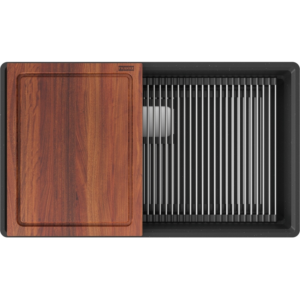 Franke PKG11031MBK-WKC Peak 32" x 18.75" Fragranite Single Bowl Undermount Workcenter Sink - Matte Black