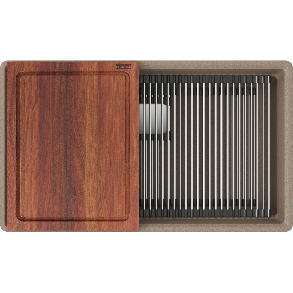 Franke PKG11031OYS-WKC Peak 32" x 18.75" Fragranite Single Bowl Undermount Workcenter Sink - Oyster