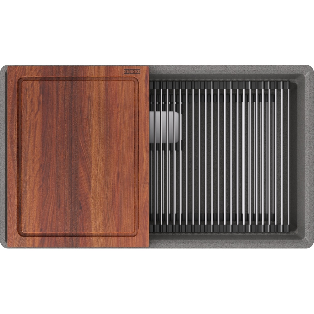 Franke PKG11031SHG-WKC Peak 32" x 18.75" Fragranite Single Bowl Undermount Workcenter Sink - Stone Grey